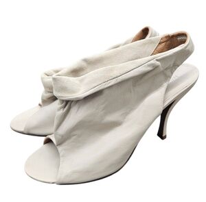 Hussein Chalayan Open Toe Bootie Boots Heels Nappa Leather Suade Italy 39 US 8